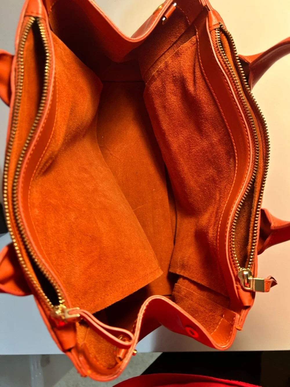 Teddy Blake Orange Croc-Embossed Leather Satchel Purse - Picture 4 of 10
